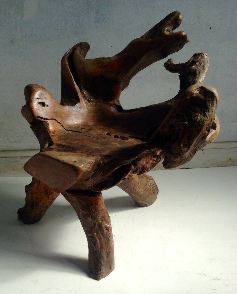 Exceptional Sculptural Redwood Burl Chair 1
