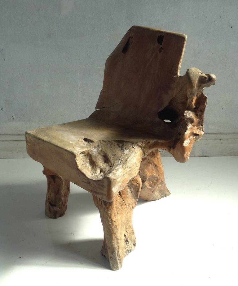 Organic Modern Exceptional Redwood Burl Chair with Free Edge