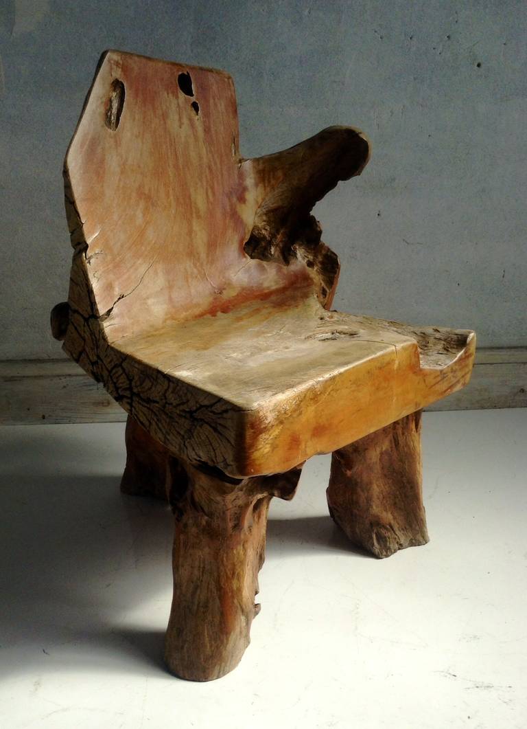 Unknown Exceptional Redwood Burl Chair with Free Edge