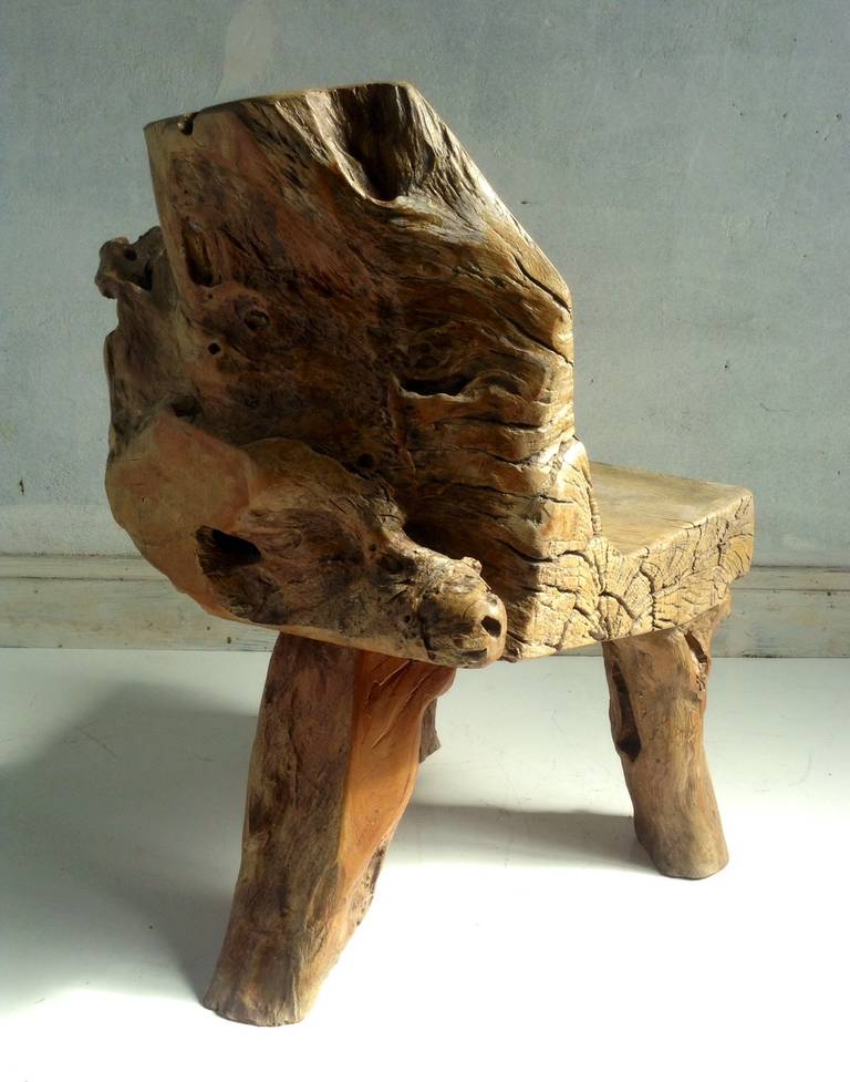 Mid-20th Century Exceptional Redwood Burl Chair with Free Edge