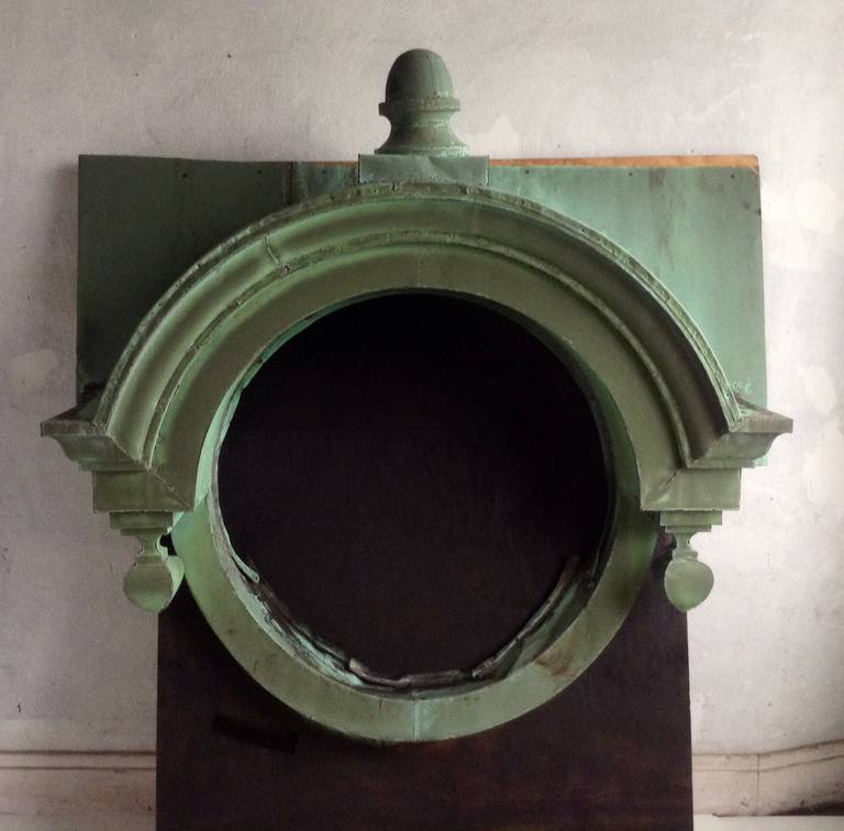 Salvaged from downtown Buffalo N y Church,,erected in 1904,, Wonderful  window surround from cupola,,Amazing detail,deep verde' patina,,Hand crafted and welded,,