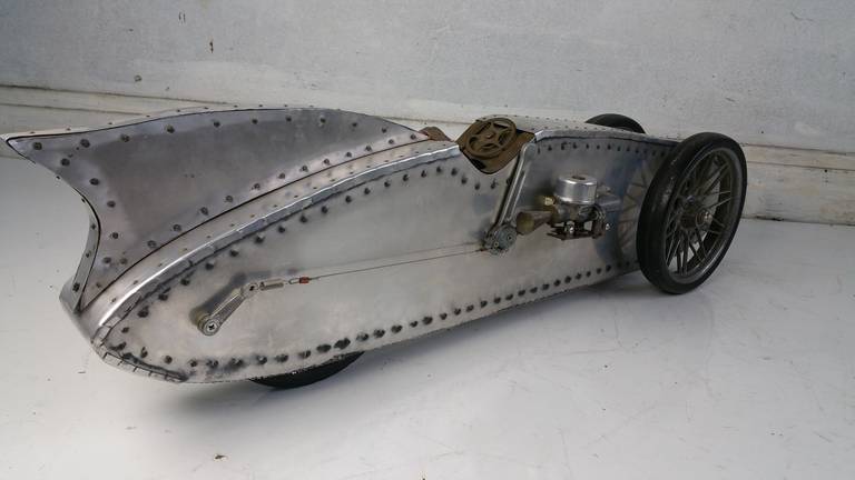 Machine Age , Futurist Aluminum Race Car Sculpture , , "Volante" 48"
