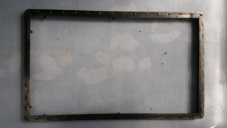 Monumental Oversized Industrial Steel Riveted Frame, Architectural Design In Excellent Condition In Buffalo, NY