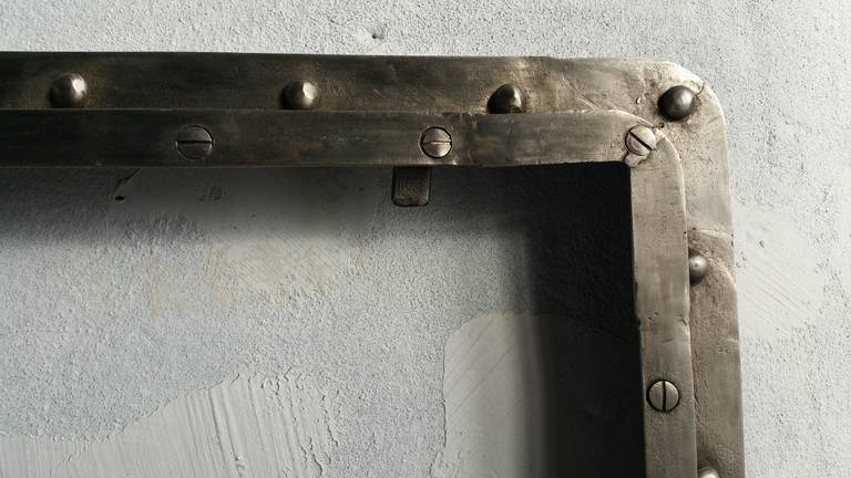 Oversized Industrial frame, appears to be handmade, wonderful architectural design. Would make an amazing mirror or enhance an art piece. 