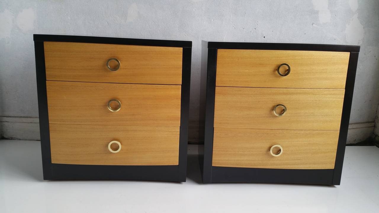 Wood Pair Two-Tone Modernist Chests, Stands
