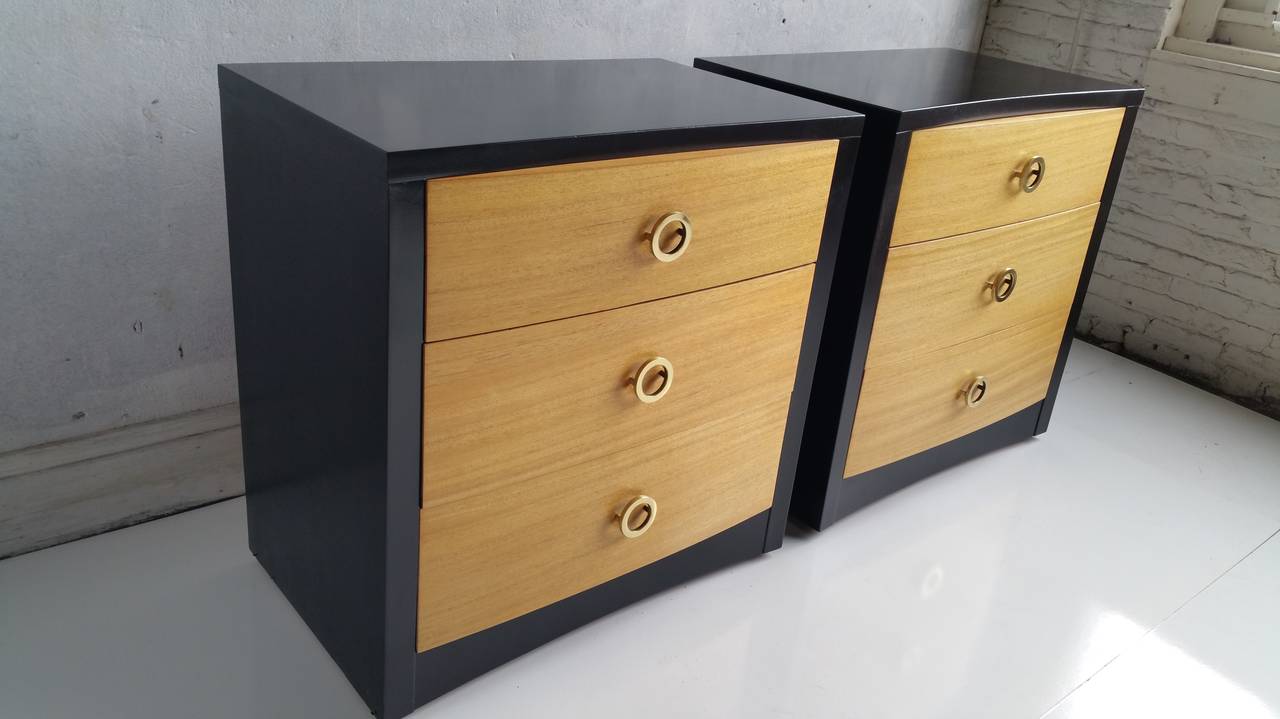 20th Century Pair Two-Tone Modernist Chests, Stands