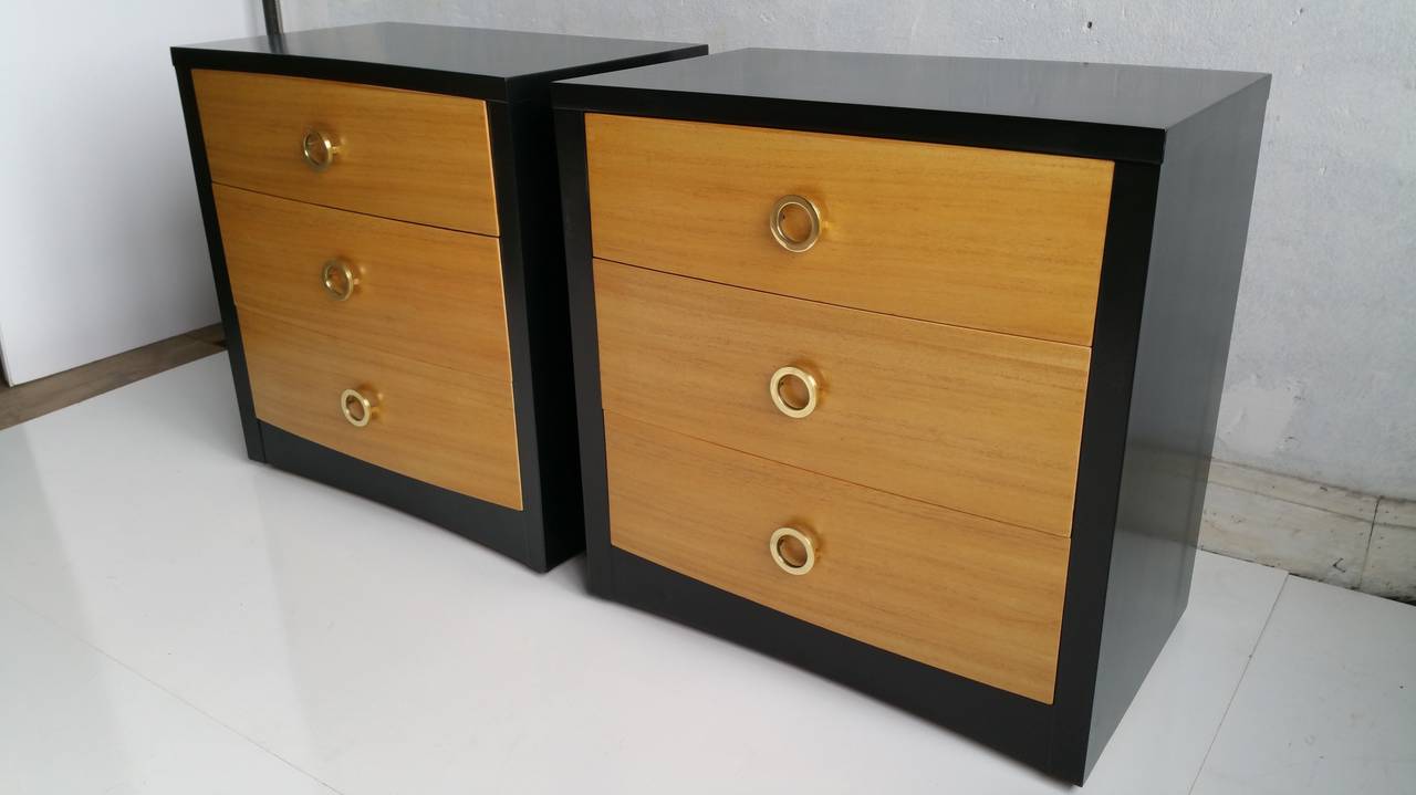 Unknown Pair Two-Tone Modernist Chests, Stands