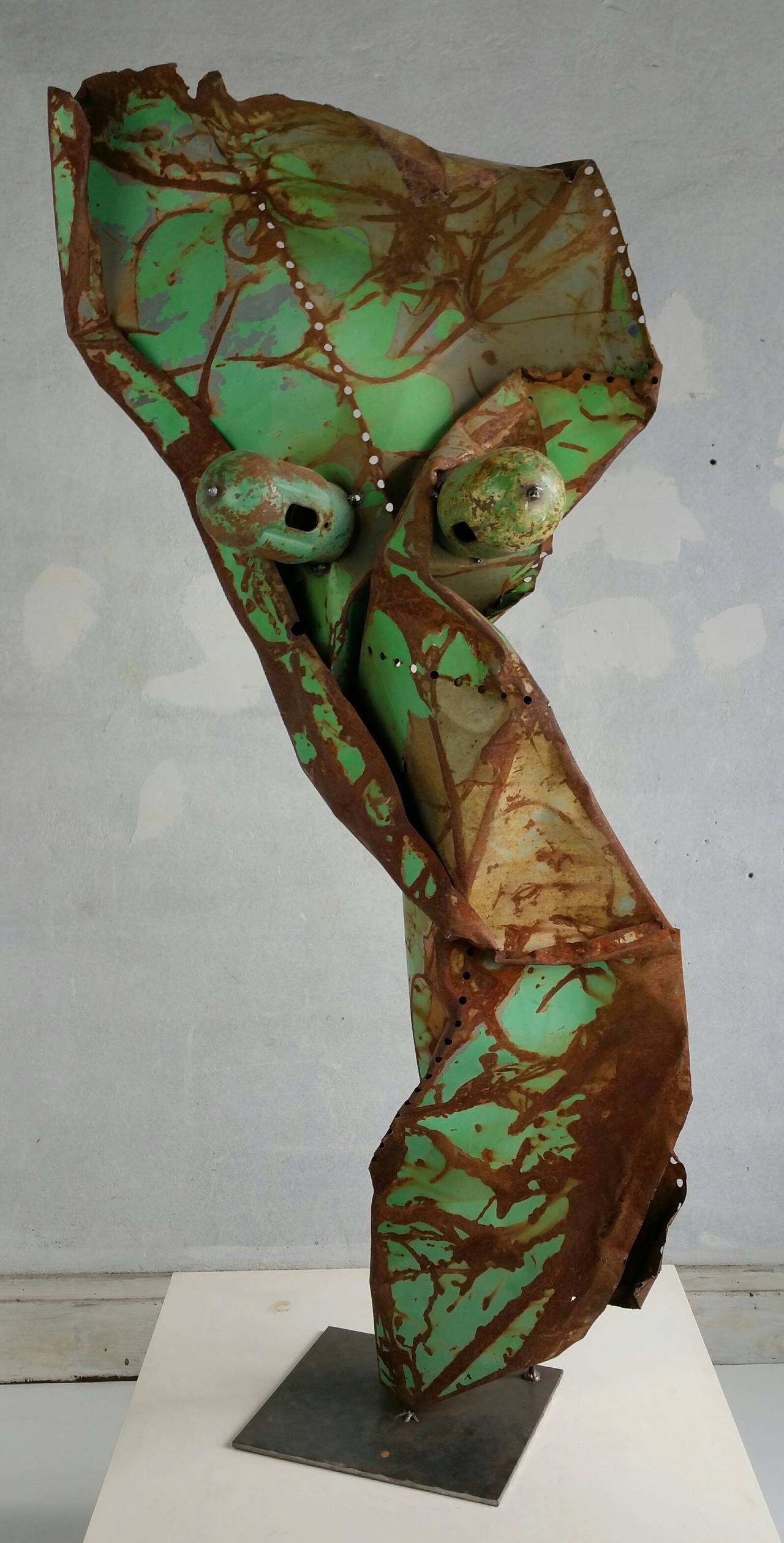 Monumental 5 Foot Metal Abstract Brutalist Sculpture, "Woman" John Metzen