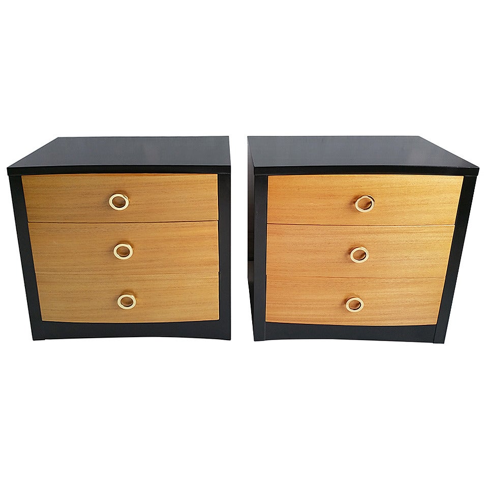 Pair Two-Tone Modernist Chests, Stands