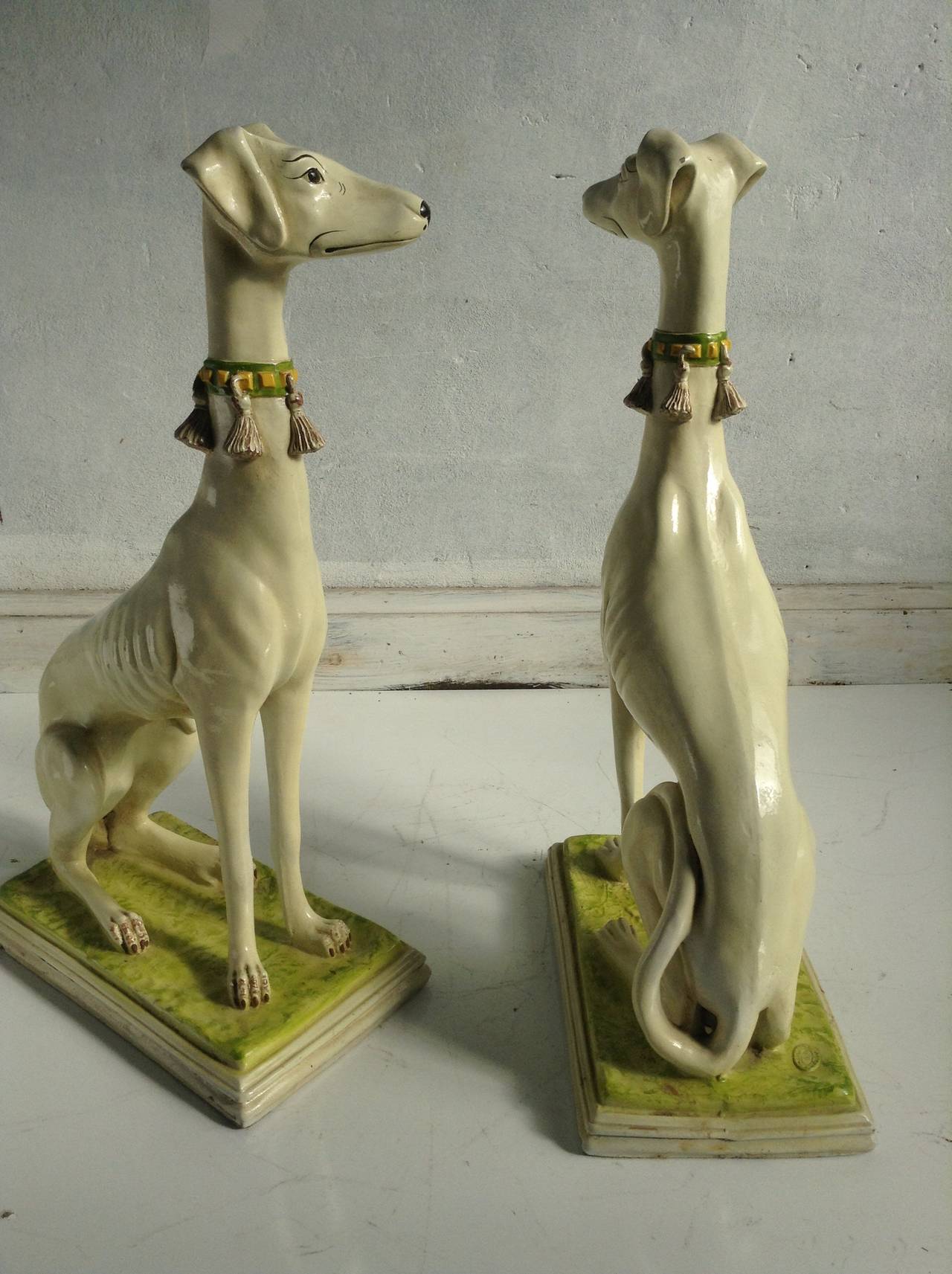 Large Pair of Italian Ceramic Decorative Dogs, , Whippets 2