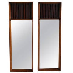 Pair of Mid Century Modern Rosewood Mirrors, manufactured by Lane