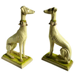 Vintage Large Pair of Italian Ceramic Decorative Dogs, , Whippets