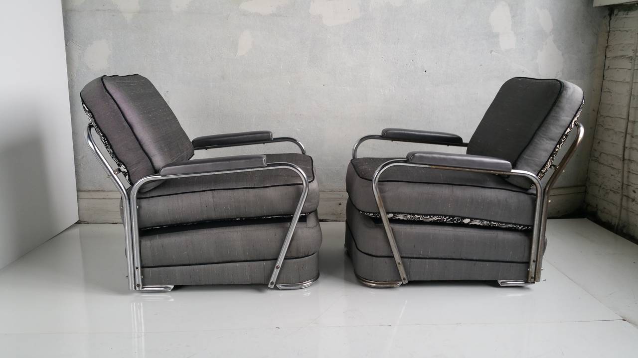 Mid-20th Century Pair Art Deco Lounge Chairs.c. 1930's modernist For Sale