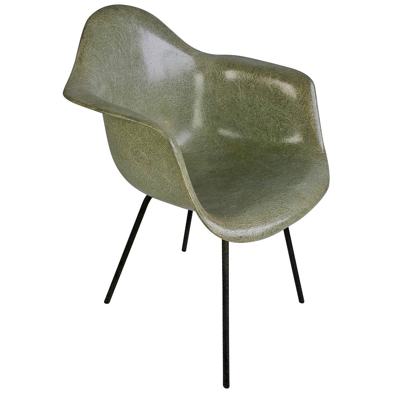 Seafoam Green Charles Eames Armshell Chair, Second Year Production, 'X