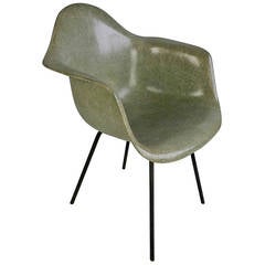 Seafoam Green Charles Eames Armshell Chair, Second Year Production, 'X' Base