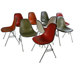 Set of Ten Charles Eames Padded Side Chairs, Herman Miller