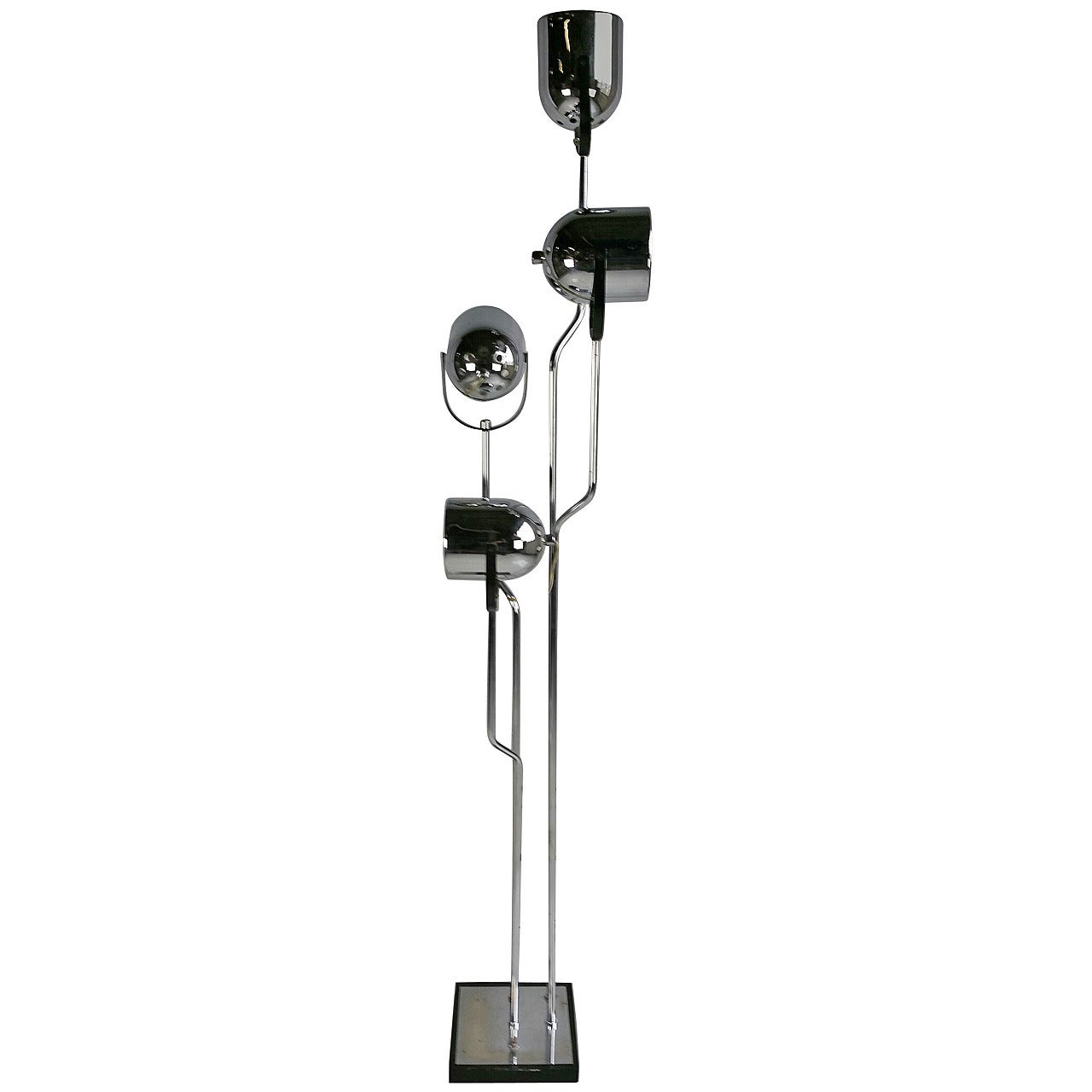 Reggiani 4 Head Chrome and Black Floor Lamp..Pop 60s