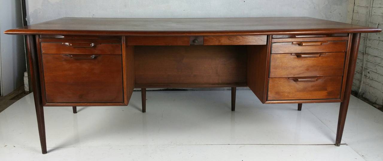 Stunning Modernist Executive Solid Walnut Desk