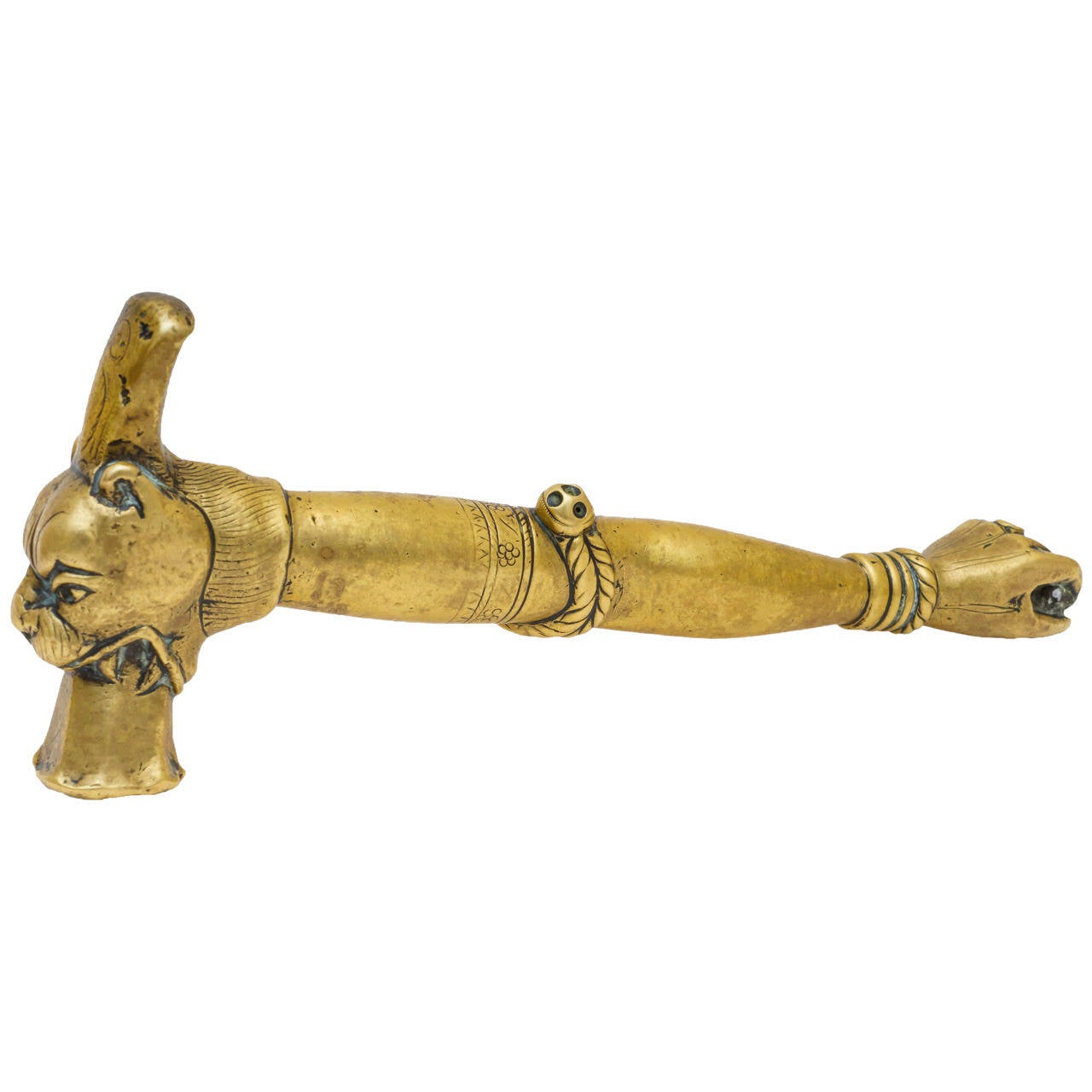 Important Ceremonial Brass Sugar Hammer For Sale