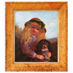 Oil on Canvas, Girl with a King Charles Spaniel