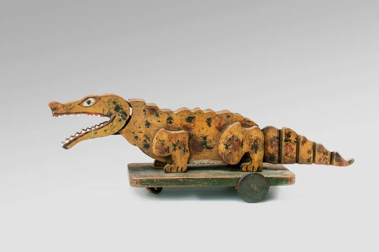 Painted Child's Pull Along Crocodile