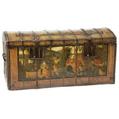 Painted and Iron-Bound Chest, Dated 1605