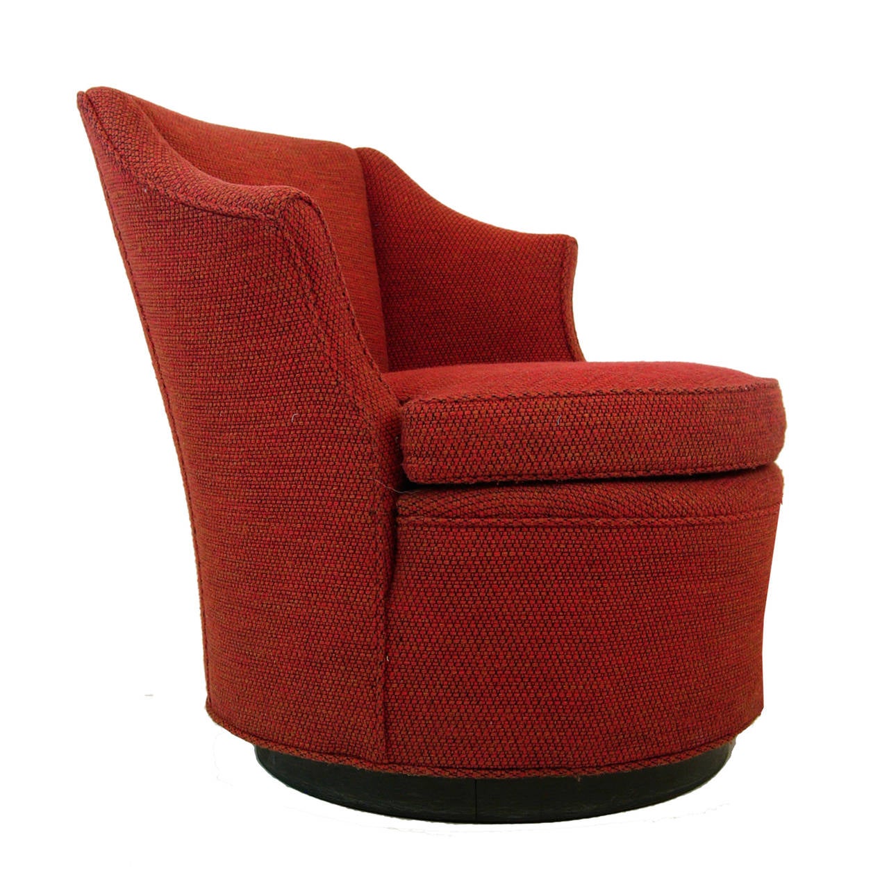 Pair of Red Swivel Chairs Attributed to Edward Wormley for Dunbar Furniture In Good Condition In Hudson, NY