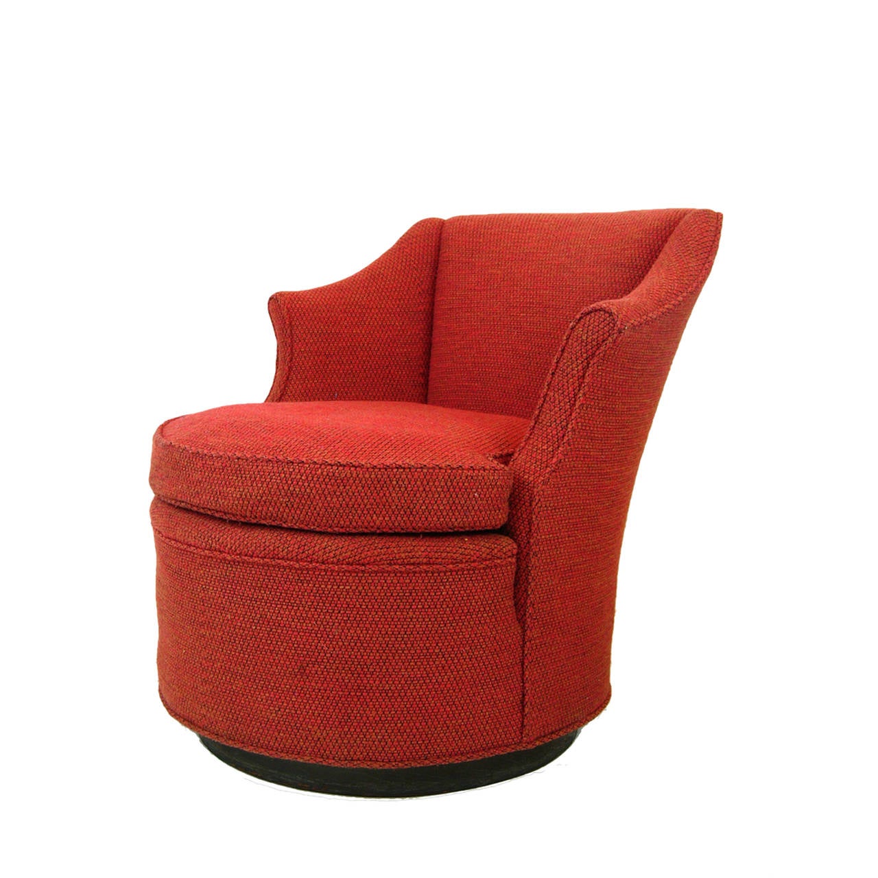 Mid-20th Century Pair of Red Swivel Chairs Attributed to Edward Wormley for Dunbar Furniture