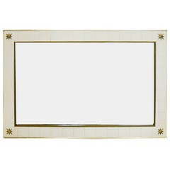 Leather and Brass Renzo Rutili for Johnson Furniture Wall Mirror
