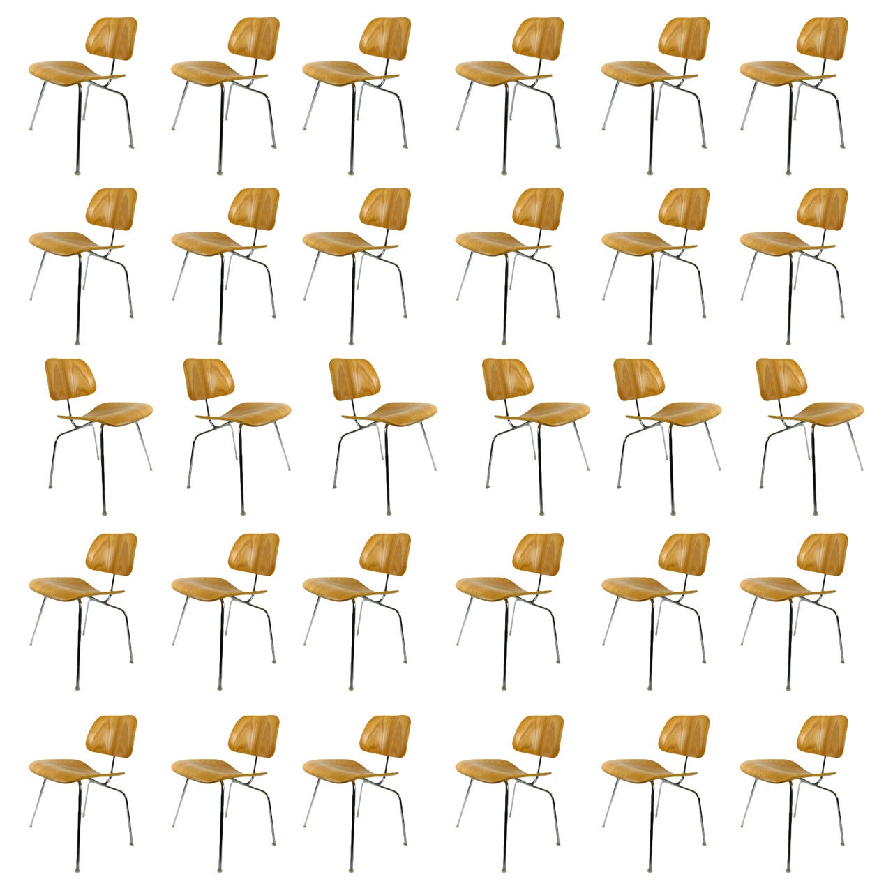 30 Charles Eames DCM Chairs for Herman Miller in White Ash
