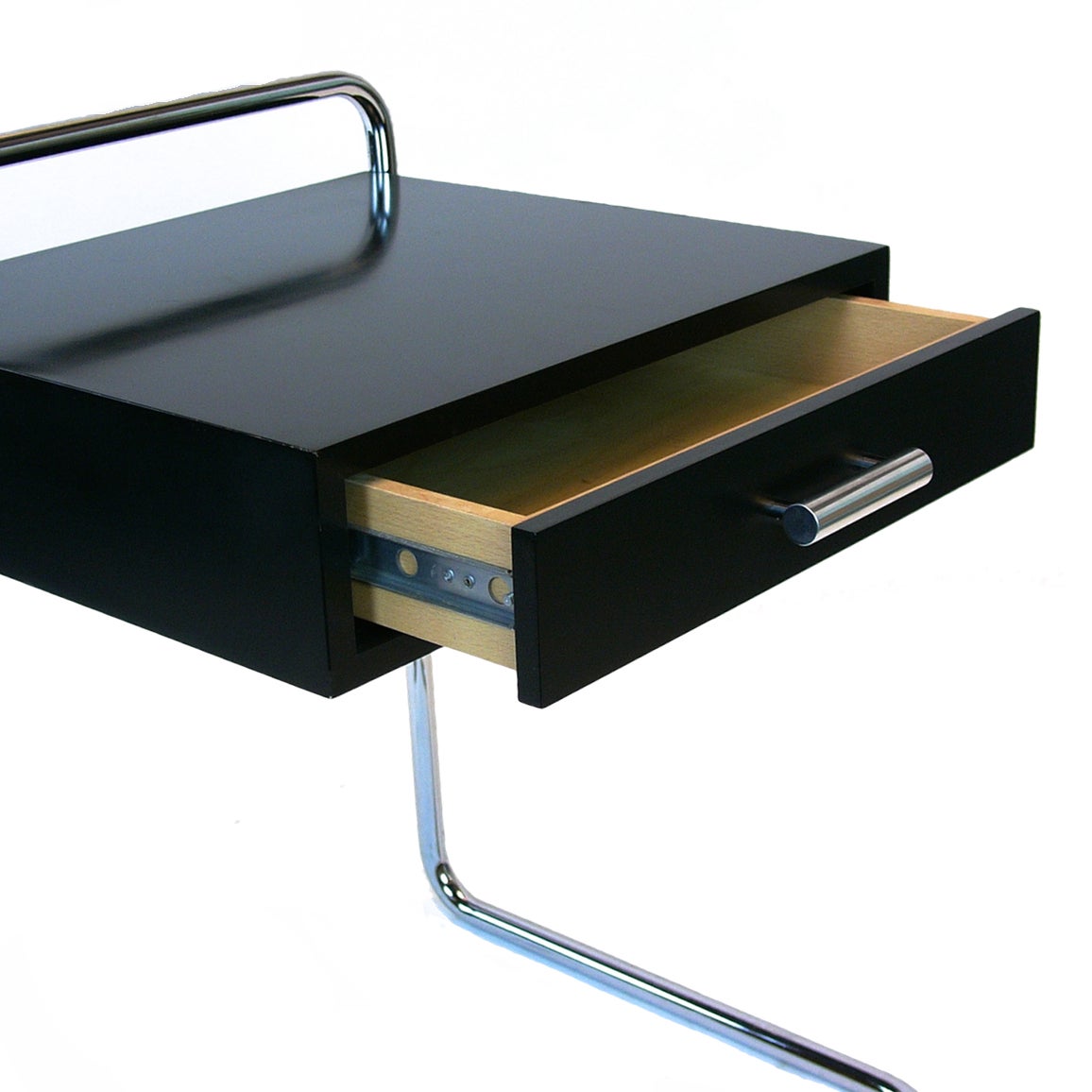 A Marcel Breuer Bauhaus single drawer night stand by ICF in black.