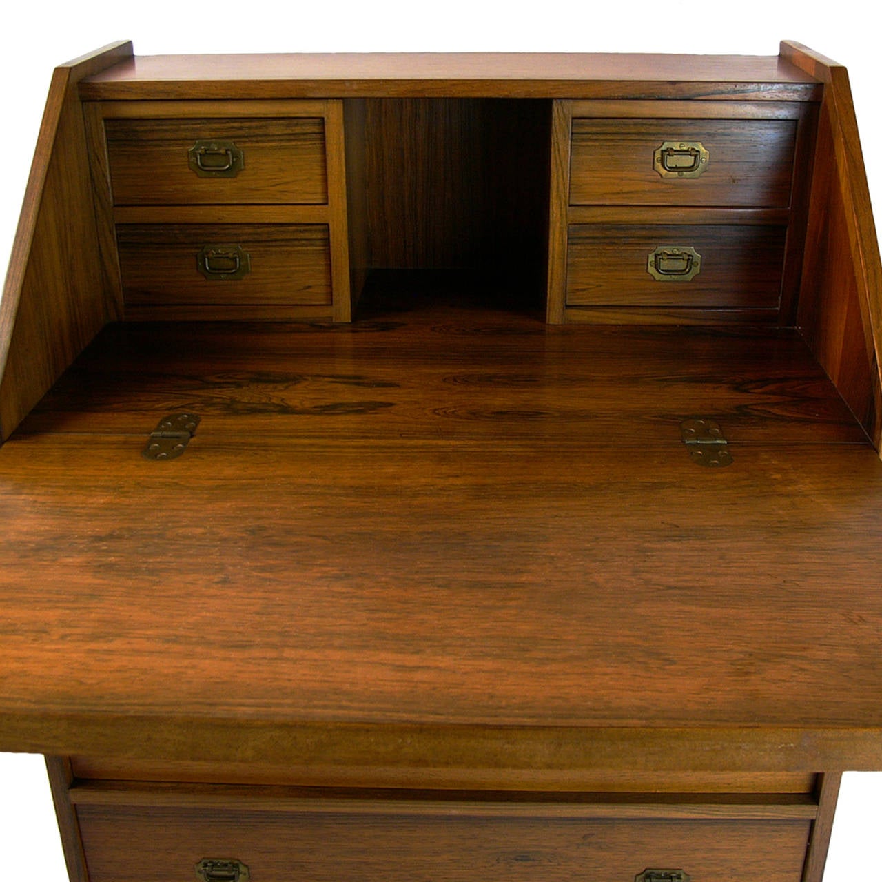 Henning Korch for Silkeborg Mobelfabrik Rosewood Campaign Secretary Desk In Excellent Condition In Hudson, NY