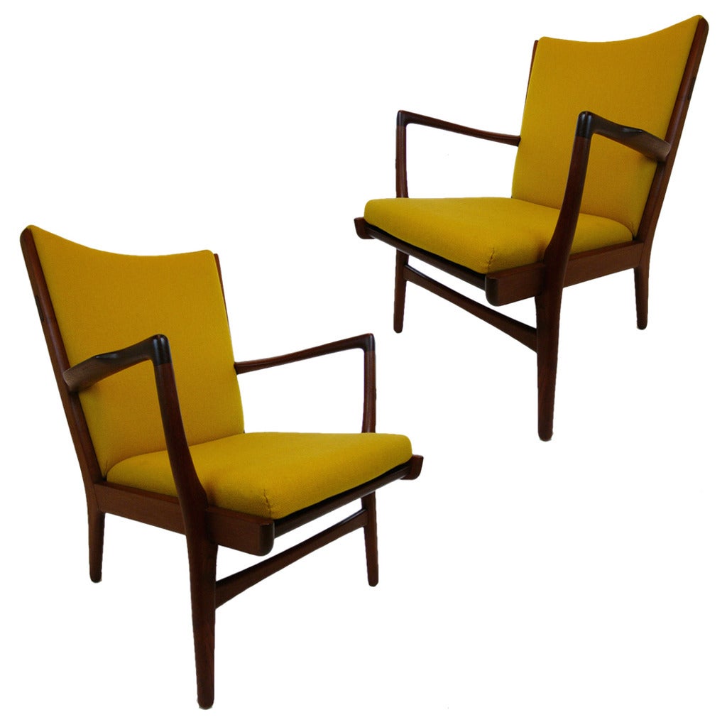 Pair of Hans Wegner Teak Lounge Chairs by A.P. Stolen