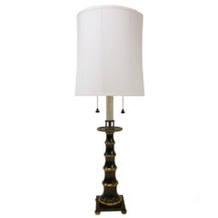 Monumental Campaign Style Patinated Brass "Bamboo" Stiffel Lamp