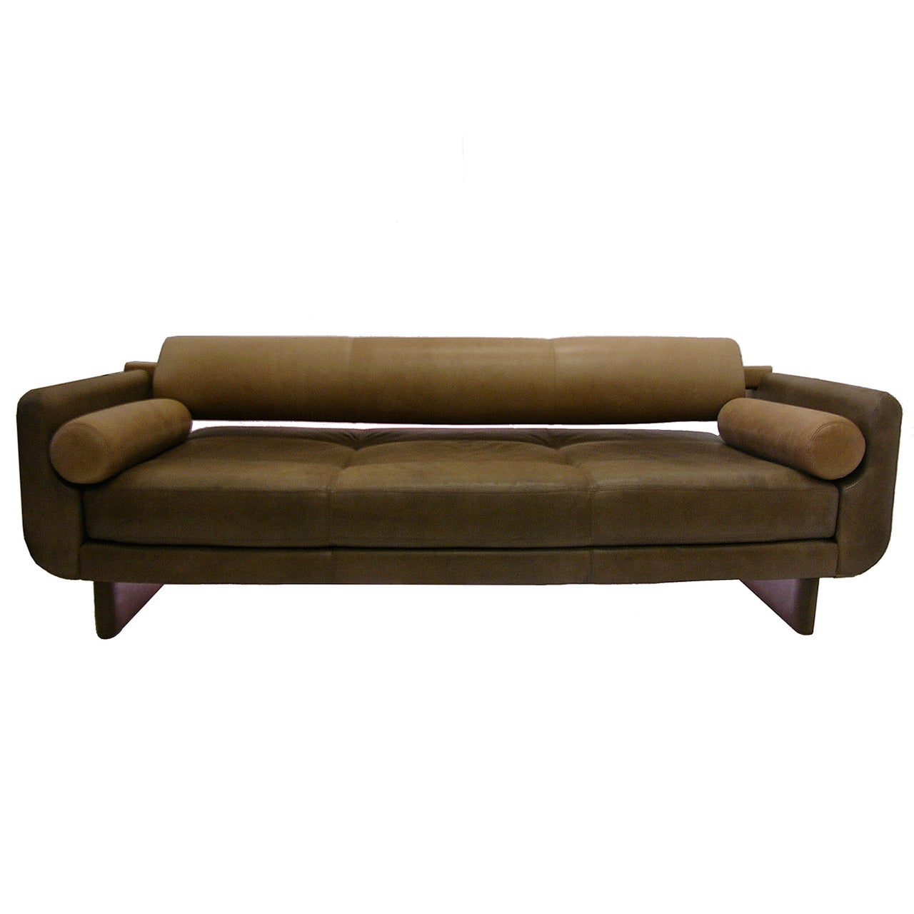 Vladimir Kagan Matinee Sofa or Daybed in Brown Leather