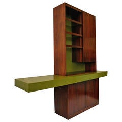 Vladimir Kagan Sculptural Lighted Walnut Sideboard or Buffet Display Cabinet