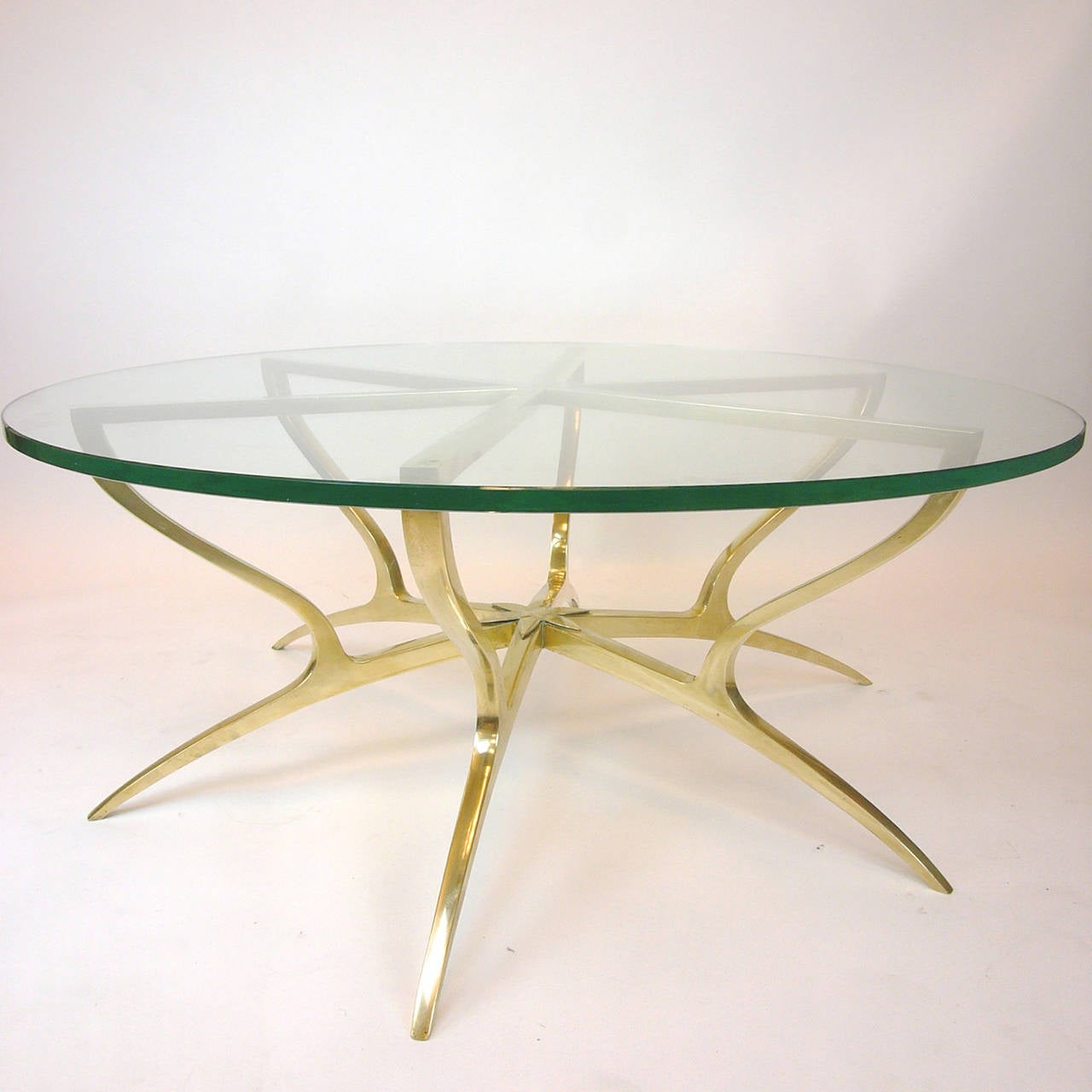 Heavy Solid Brass with Glass Italian Style Spider Legged Coffee Table 3