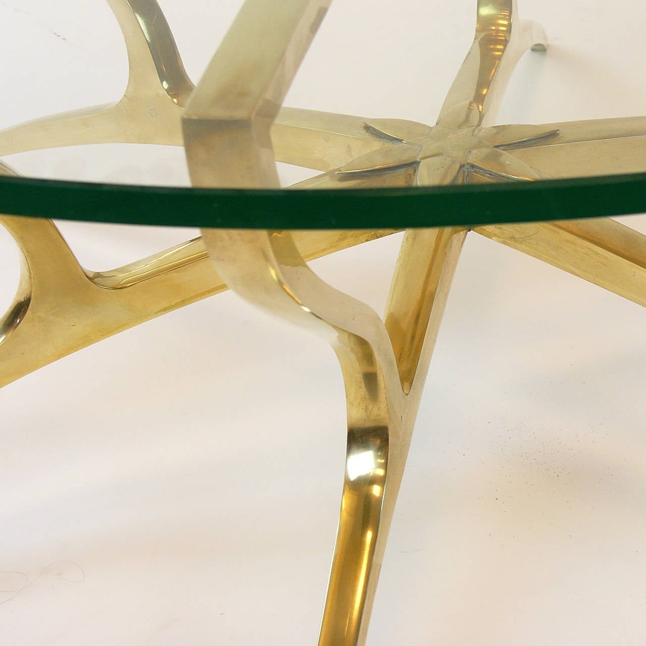 Heavy Solid Brass with Glass Italian Style Spider Legged Coffee Table 2