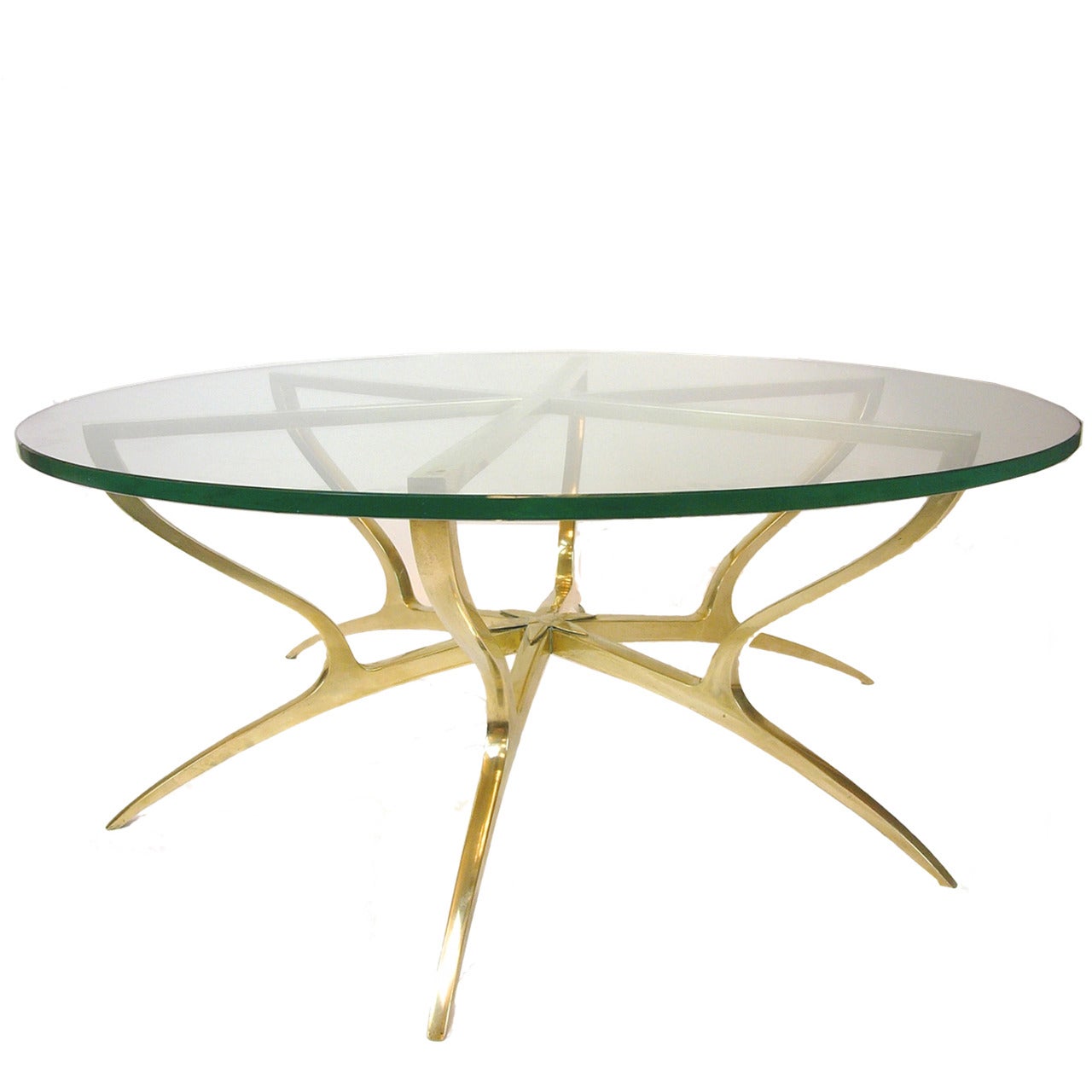 Heavy Solid Brass with Glass Italian Style Spider Legged Coffee Table