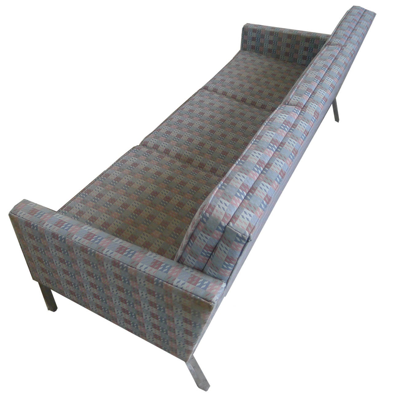 American Sleek Florence Knoll Style Three-Seat Sofa by Steelcase Chrome Base