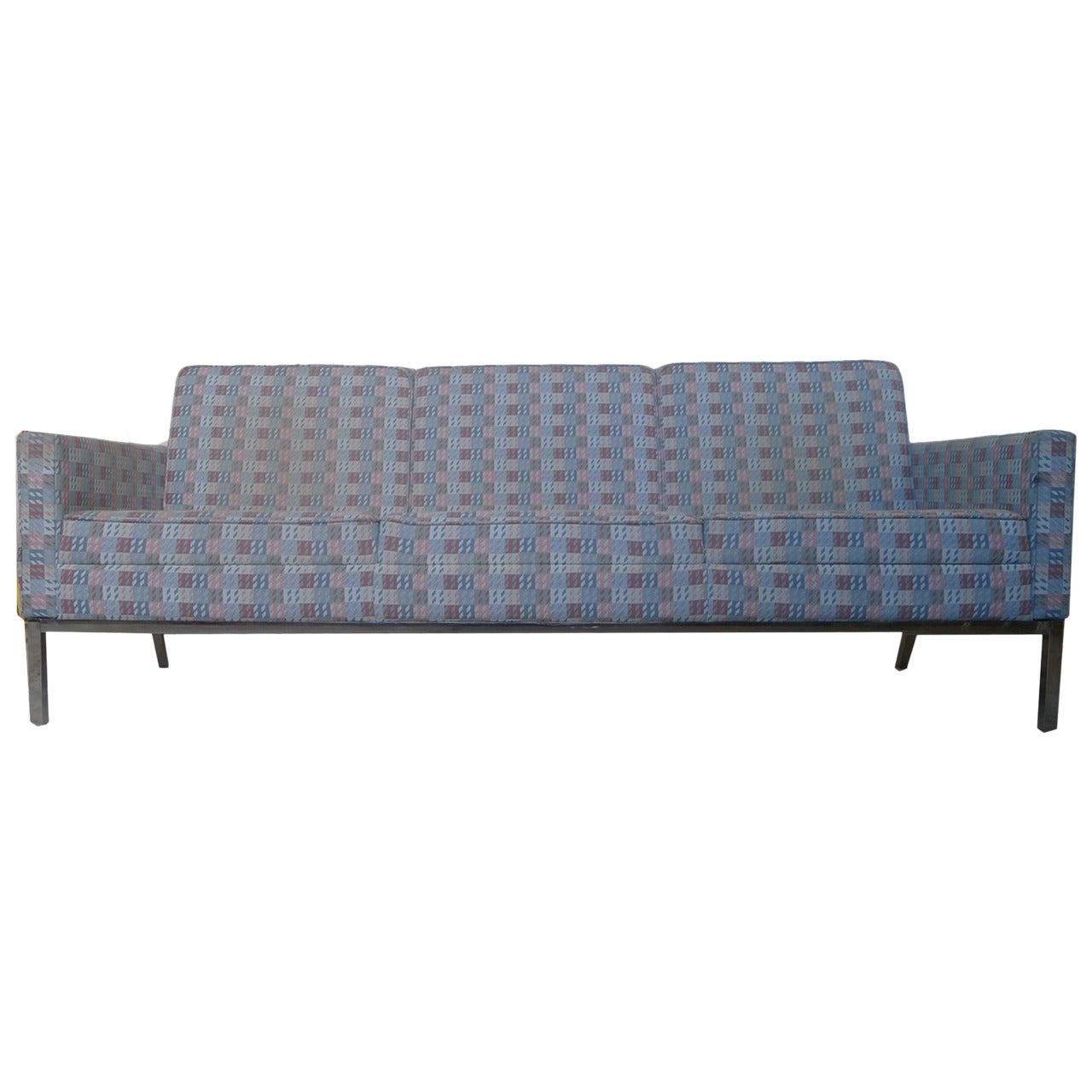 Sleek Florence Knoll Style Three-Seat Sofa by Steelcase Chrome Base