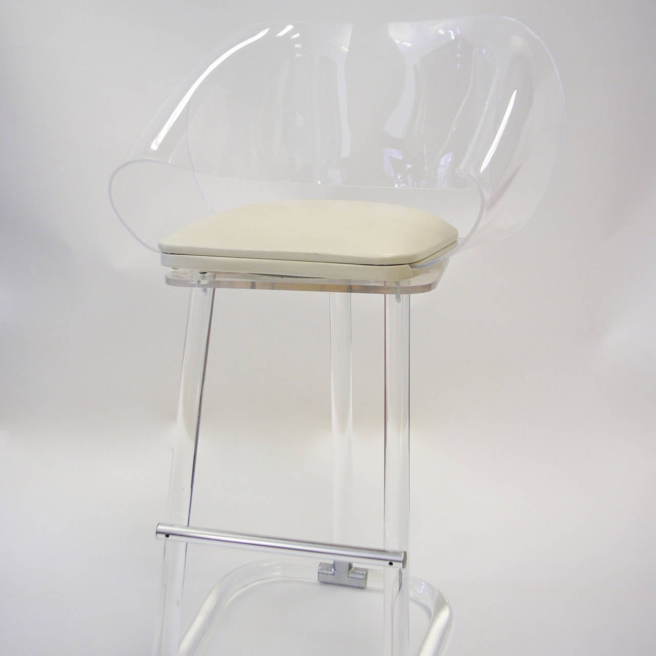 Stunning Swivel Sculptural Lucite Bar Stools attributed to Leon Frost 1