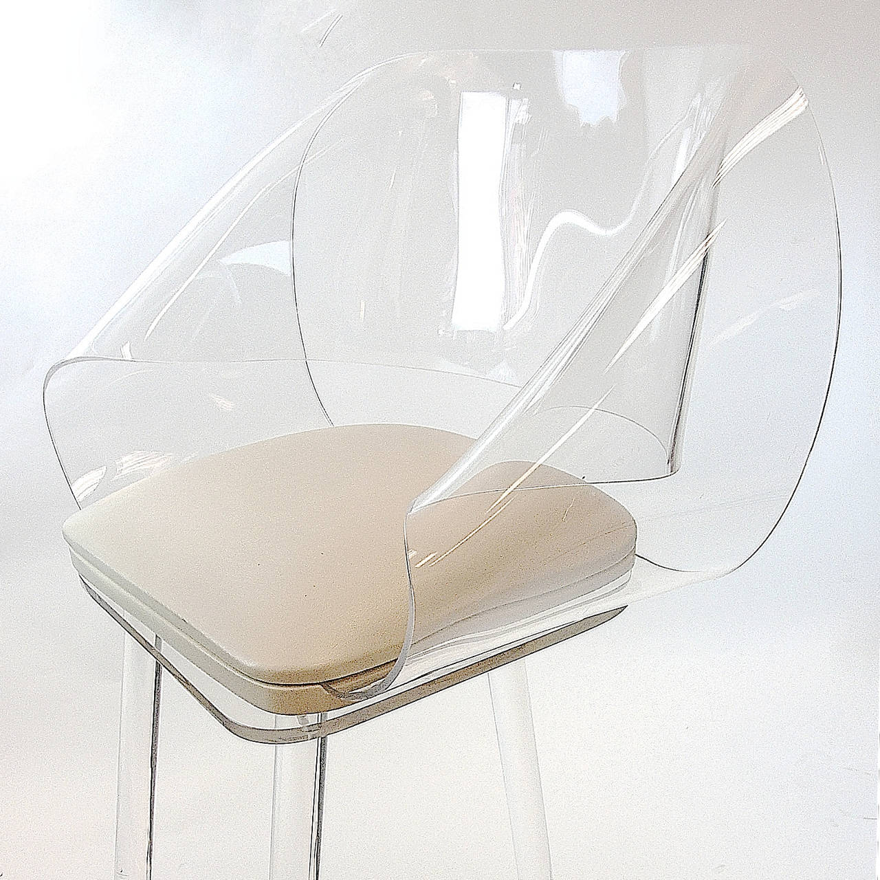 Space Age Stunning Swivel Sculptural Lucite Bar Stools attributed to Leon Frost