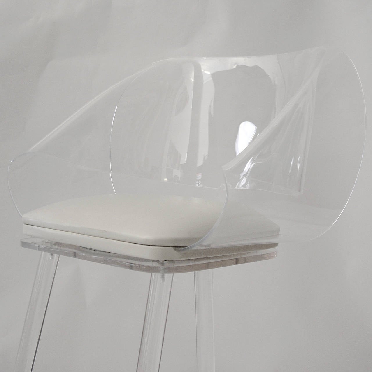 Stunning Swivel Sculptural Lucite Bar Stools attributed to Leon Frost 4