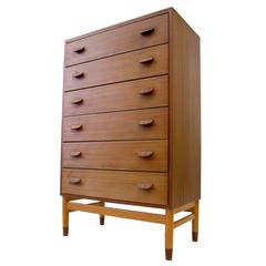Poul Volther Tall Danish Six-Drawer Dresser in Mahogany, Beech, and Teak
