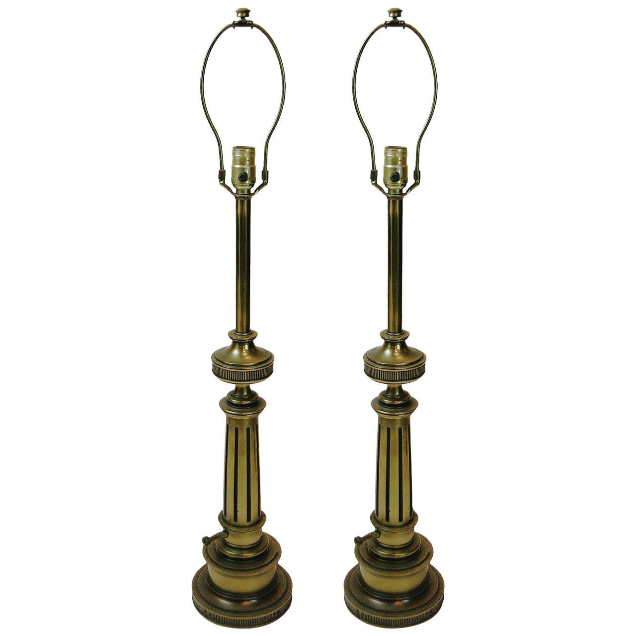 Pair of Federal Style Stiffel Brass Lamps at 1stDibs