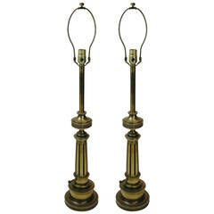 Pair of Federal Style Stiffel Brass Lamps