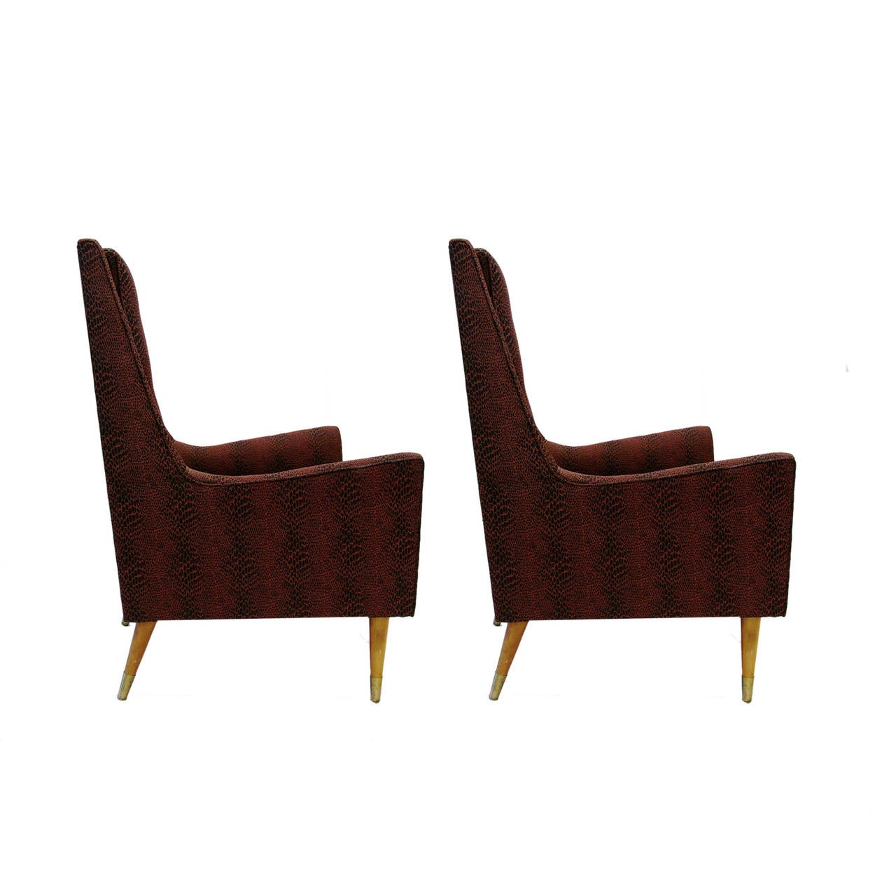 Pair of Sleek Mid-Century Modern Milo Baughman Chairs in Python Print In Good Condition In Hudson, NY