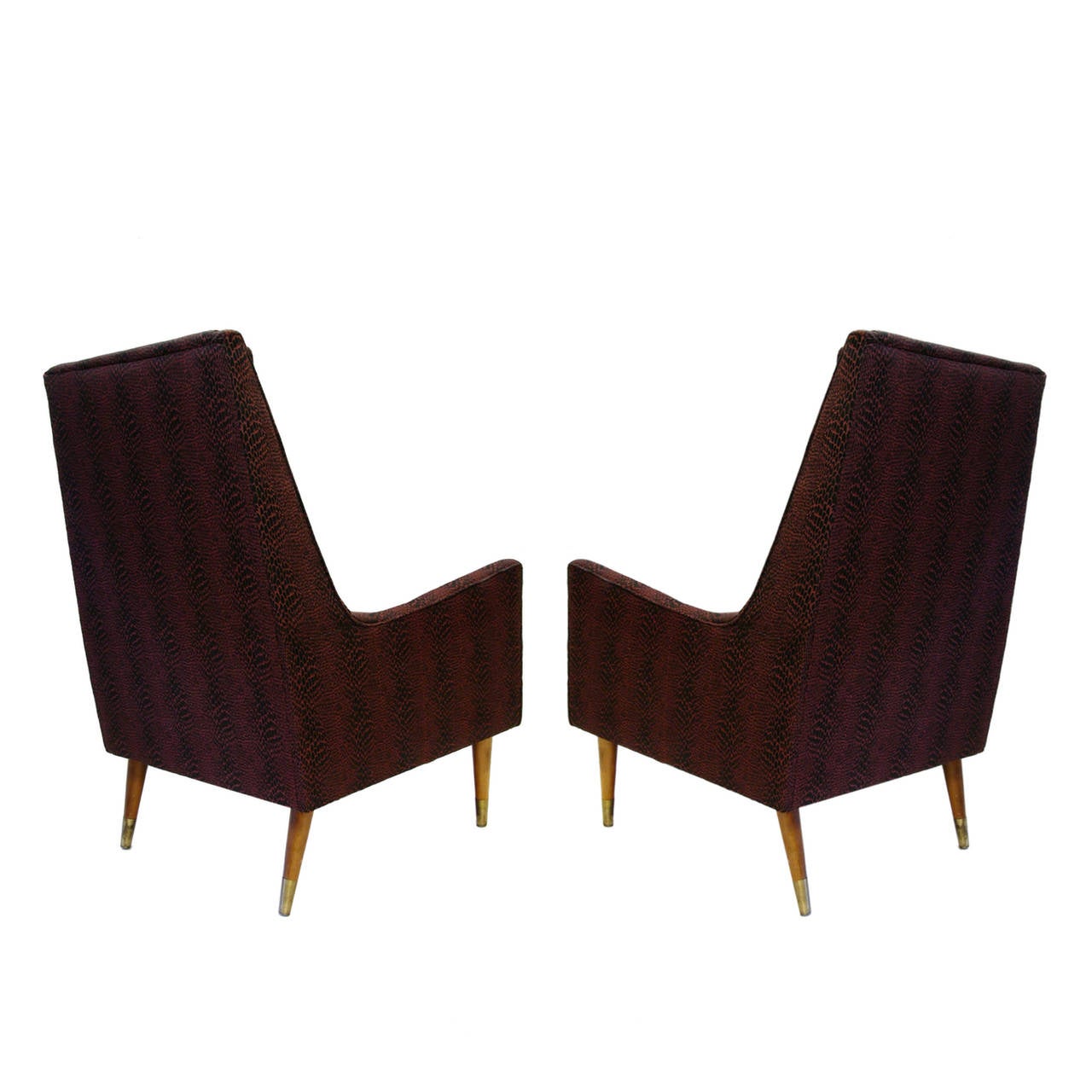 20th Century Pair of Sleek Mid-Century Modern Milo Baughman Chairs in Python Print