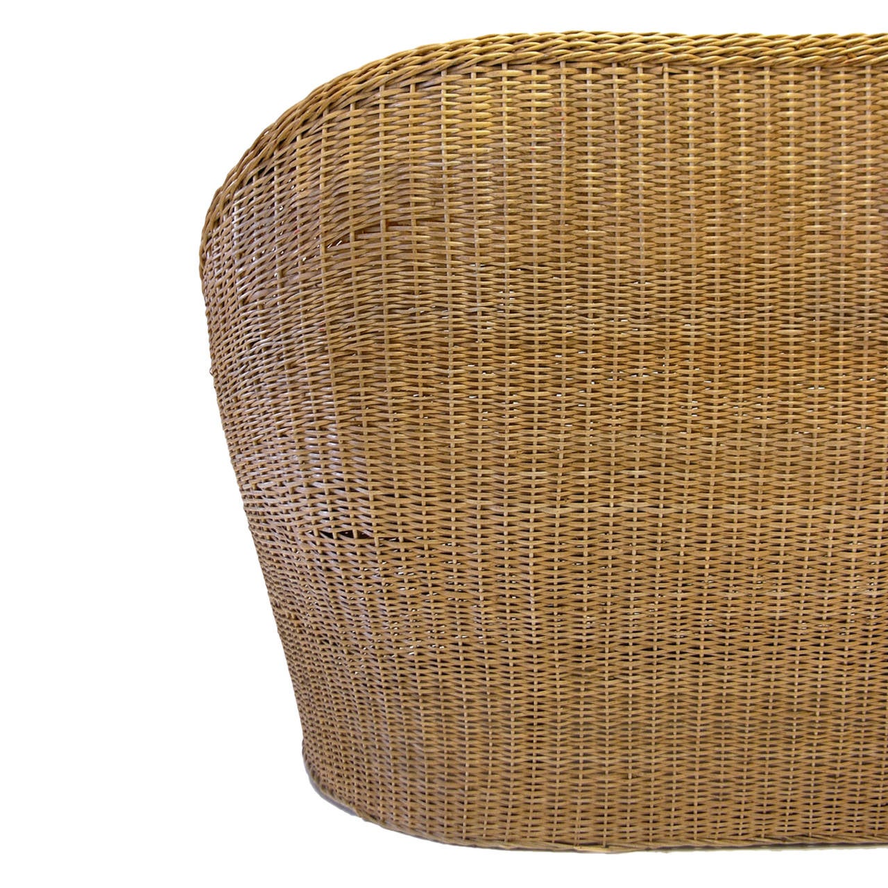 American Two-Seat Woven Wicker Loveseat in the Manner of Aarnio